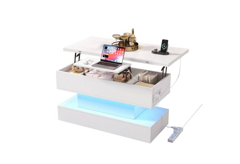 Fanttik Couchtisch Couchtisch Höhenverstellbarer, Wohnzimmertisch, USB-Ladebuchse (1 set, 1 Tisch), Breite 100 cm von Fanttik