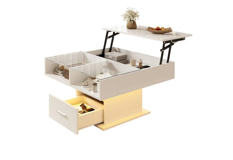 Fanttik Couchtisch Couchtisch höhenverstellbar Sofatisch mit Hebefunktion und Stauraum (1Tisch) von Fanttik