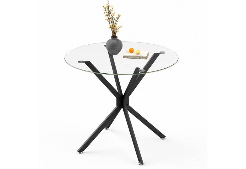 Fanttik Couchtisch Esstisch runde Platte, 90 cm aus Glas ohne Stühle (Set, 1Tisch), Breite 90 cm von Fanttik