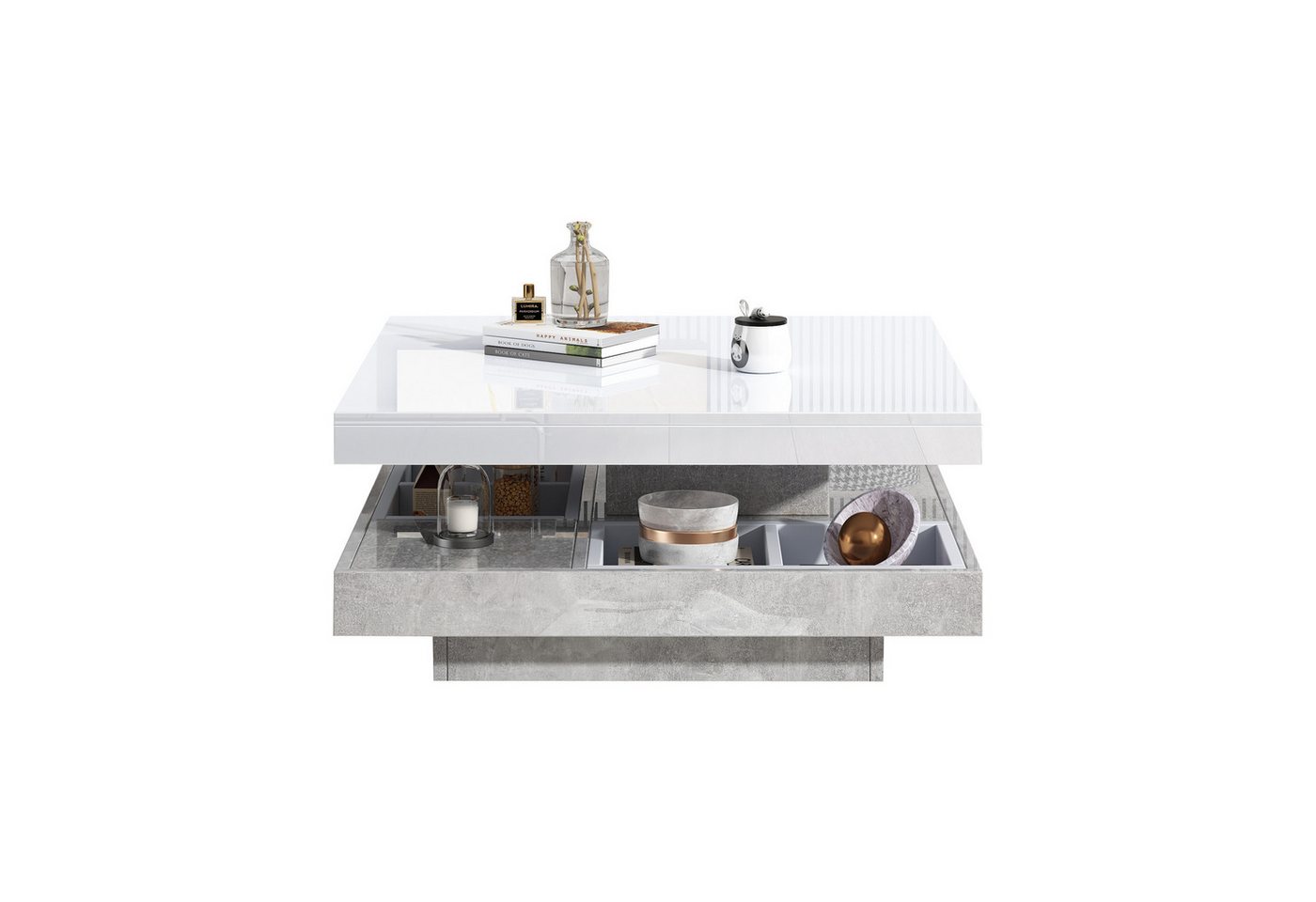 Fanttik Couchtisch Hochglanztischplatte funktionaler Wohnzimmertisch (Set, 1Tisch), Breite 70 cm von Fanttik