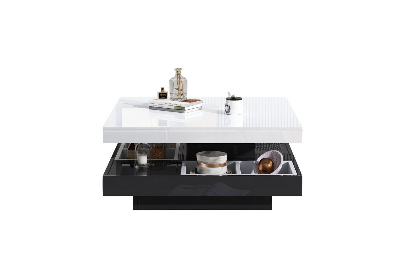 Fanttik Couchtisch Hochglanztischplatte funktionaler Wohnzimmertisch (Set, 1Tisch), Breite 70 cm von Fanttik