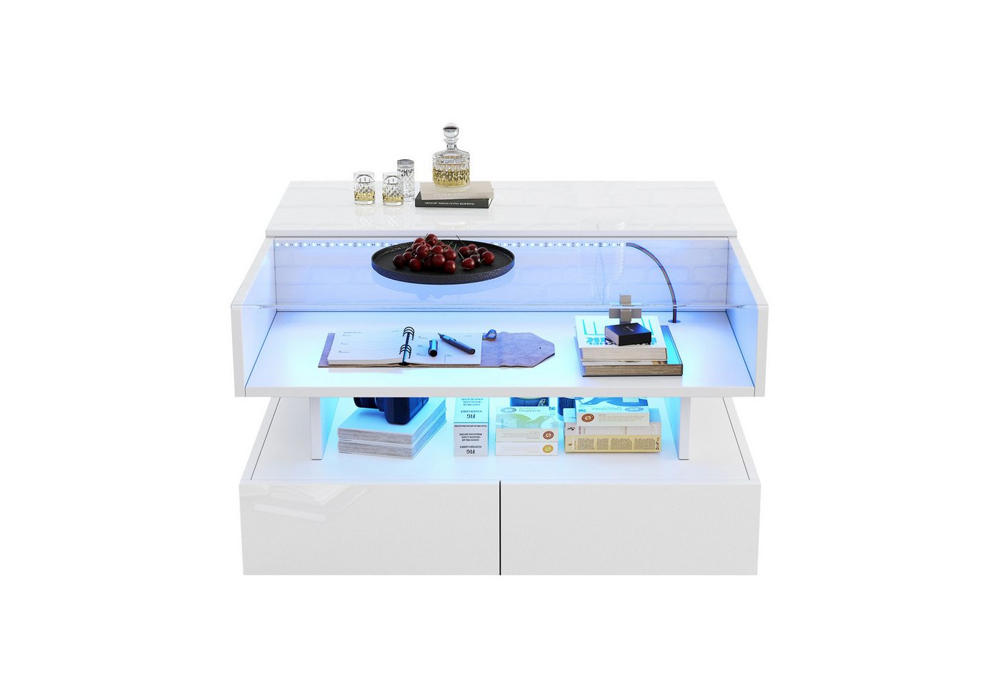 Fanttik Couchtisch Höhenverstellbarer Kaffeetisch mit Verstecktem Stauraum und Schubladen (Packung, 1 Tisch), Breite 80 cm von Fanttik