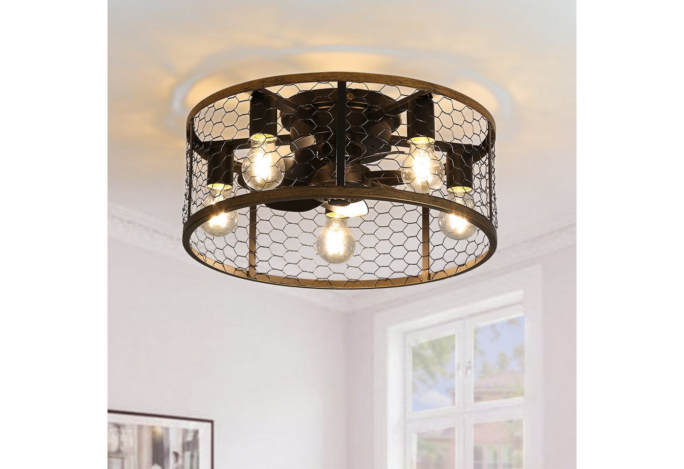 Fanttik Deckenleuchte Deckenlampe mit Ventilator Deckenventilator mit Licht, Fernbedienung, Timerfunktion, Ventilatorfunktion, Leuchtmittel wechselbar, Käfig-Design, Leise DC-Motor – ideal für Räume bis zu 25 m² Fanttik Deckenleuchte Deckenlampe mit Ventilator Deckenventilator mit Licht, Fernbedienung, Timerfunktion, Ventilatorfunktion, Leuchtmittel wechselbar, Käfig-Design, Leise DC-Motor – ideal für Räume bis zu 25 m² von Fanttik