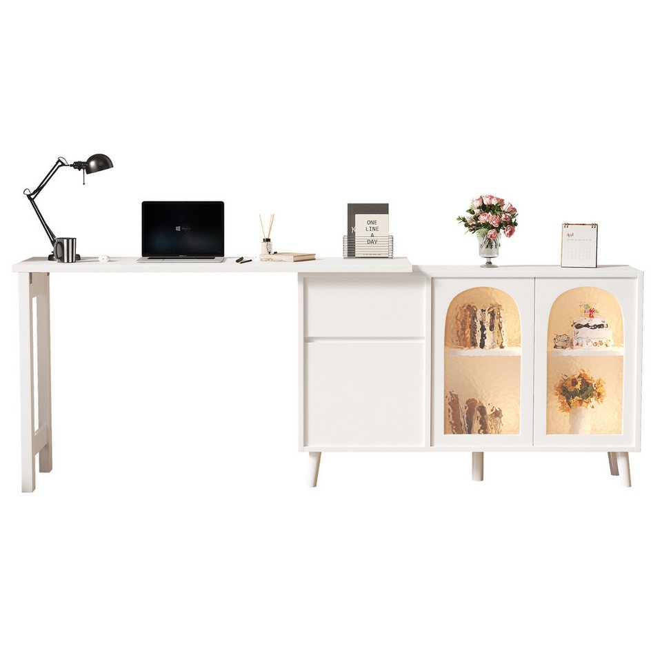Fanttik Eckschreibtisch Eckschreibtisch Multifunktionaler 2 in 1 Schreibtisch und Sideboard (1 set, 2er Set), Breite 108 cm von Fanttik