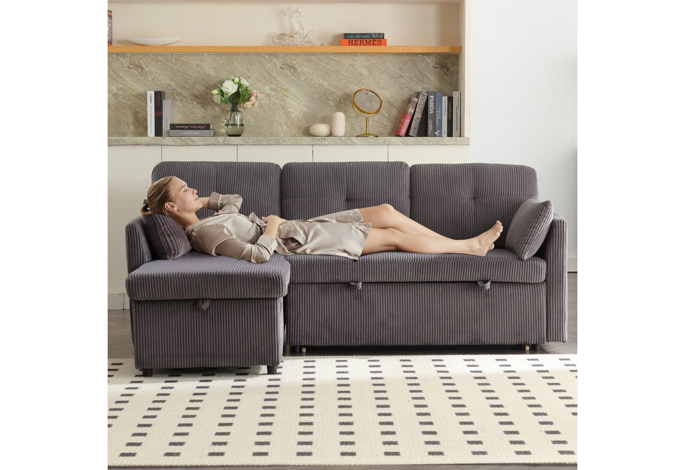Fanttik Ecksofa Modulares L-Form Sofa, modulares Ecksofa für Wohnzimmer Schlafsofa, auswechselbares Schlafsofa mit Chaiselongue, Multifunktionales Schlafsofa mit Stauraum und ausziehbarem Bett Fanttik Ecksofa Modulares L-Form Sofa, modulares Ecksofa für Wohnzimmer Schlafsofa, auswechselbares Schlafsofa mit Chaiselongue, Multifunktionales Schlafsofa mit Stauraum und ausziehbarem Bett von Fanttik