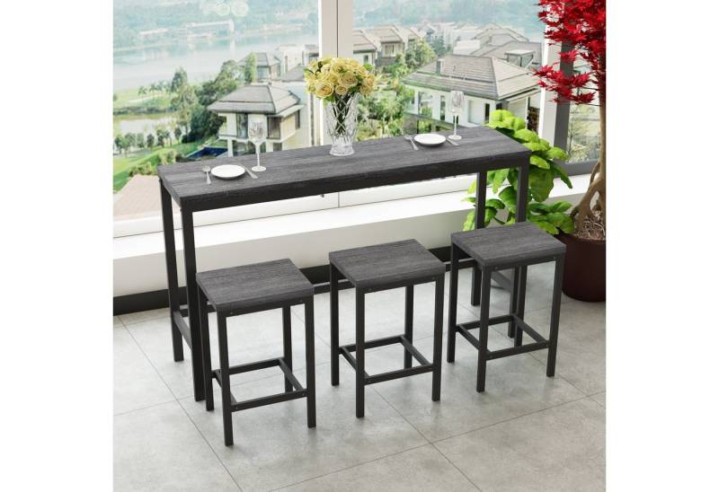 Fanttik Esstisch Bar Tische & 3 Stühle Essgruppe Barmöbel Set Hochstuhl Set (Moderne Küche Esszimmer Tisch Set mit 3 Barhockern, 4-St), Langer Tisch für Küche & Esszimmer,Einfache Montage von Fanttik