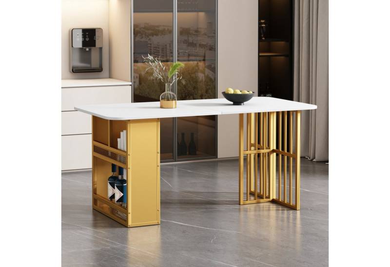 Fanttik Esstisch Esszimmertisch, Zeitgemäßer Esstisch, Rechteckiger Esstisch, (Esstisch 156*78*78cm), Kaffee-Freizeittisch, Modern einfacher Esstisch von Fanttik