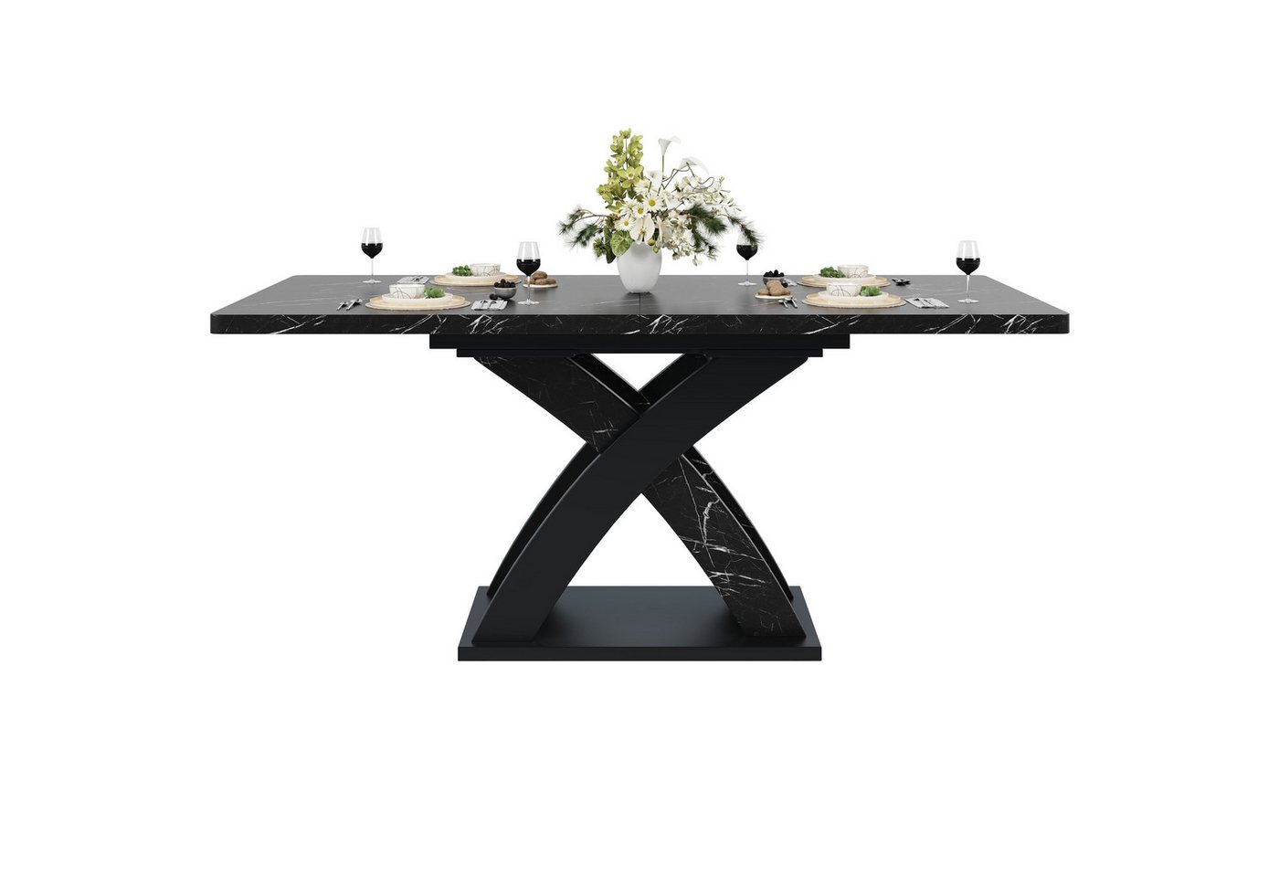 Fanttik Esstisch Wohnzimmertisch Küchentisch Teleskop-Esstisch für 4–6 Personen (Set, 1 Tisch), Breite 120-160 cm von Fanttik