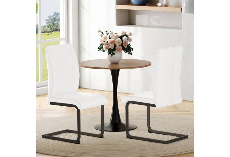 Fanttik Esszimmerstuhl 2er-Schwingstühle, gepolstert mit Kunstlederbezug (mit Ergonomischer Rückenlehne und Metallbeinen), Polsterstuhl Geeignet für Wohnzimmer, Esszimmer und Küche von Fanttik