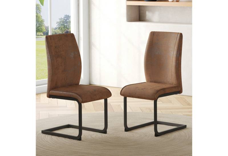 Fanttik Esszimmerstuhl 2er-Schwingstühle, gepolstert mit Kunstlederbezug (mit Ergonomischer Rückenlehne und Metallbeinen), Polsterstuhl Geeignet für Wohnzimmer, Esszimmer und Küche von Fanttik