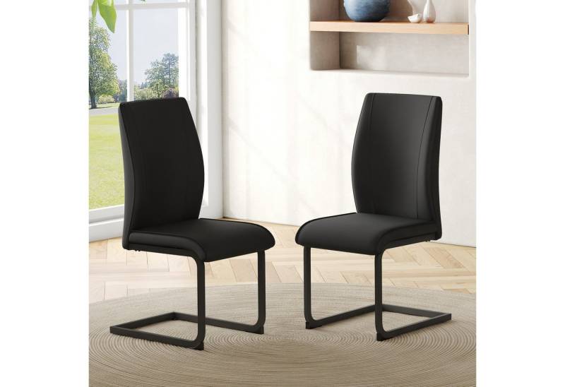 Fanttik Esszimmerstuhl 2er-Schwingstühle, gepolstert mit Kunstlederbezug (mit Ergonomischer Rückenlehne und Metallbeinen), Polsterstuhl Geeignet für Wohnzimmer, Esszimmer und Küche von Fanttik