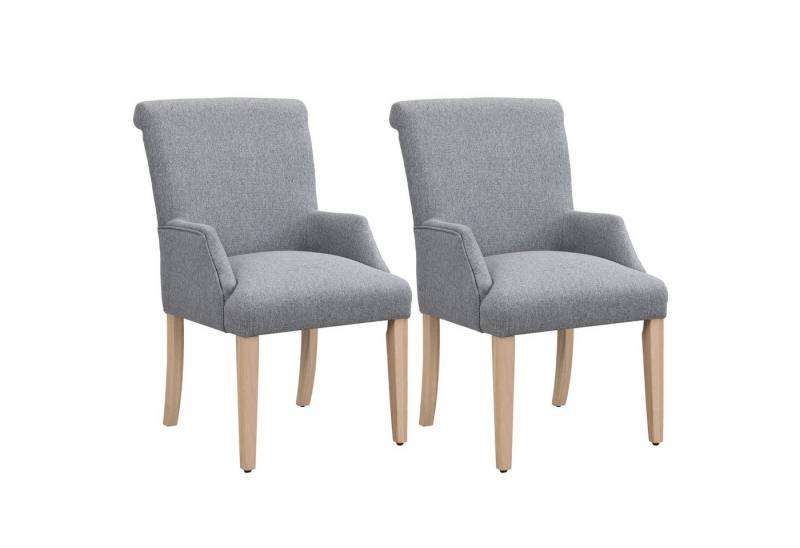 Fanttik Esszimmerstuhl 2er-Set Leinen Esszimmerstuhl Küchenstuhl mit Beinen aus Massivholz, (dickem Kissen, verstellbaren Beinen, 2 St), für verschiedene Szenen wie Restaurants, Arbeitszimmer und Wohnzimmer. von Fanttik