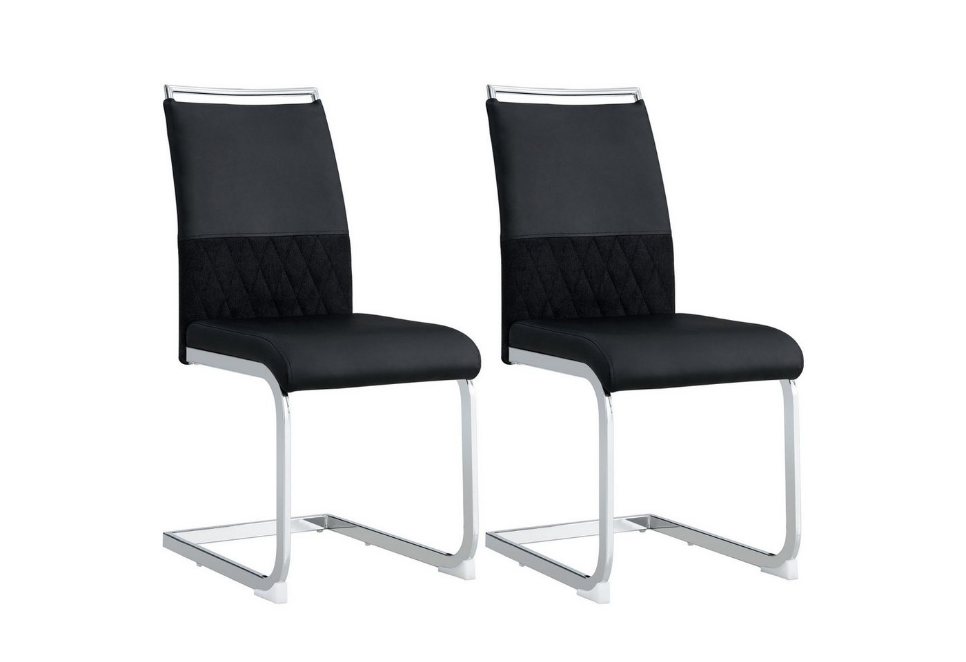 Fanttik Esszimmerstuhl 2er Set hoher Rücken gepolstert Side stuhl, (Freischwinger Stuhl Esszimmerstuhl Schwingstuhl), Querstreifen Rückenlehne Design für Esszimmer, Küche, Gast Bürostuhl von Fanttik