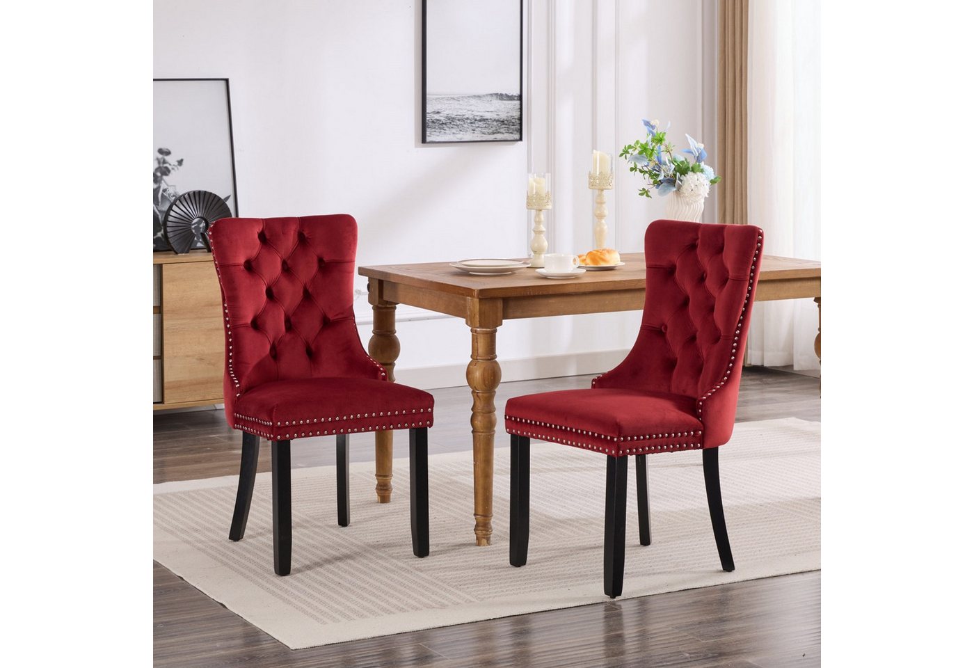 Fanttik Esszimmerstuhl Esszimmerstühle 2er-Set,mit Massivholzbeinen (Küchenstuhl Wohnzimmerstuhl), für Esszimmer,Wohnzimmer oder als Akzentstuhl in anderen Bereichen von Fanttik