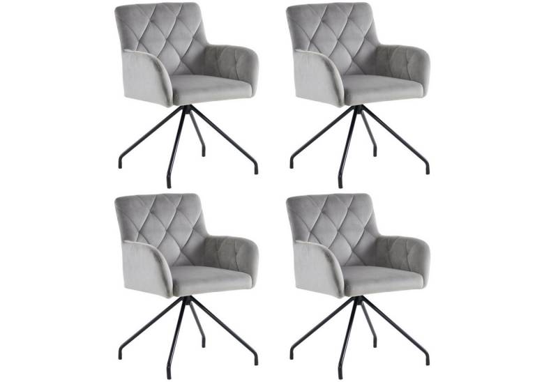 Fanttik Esszimmerstuhl Esszimmerstühle Gepolsterter Sessel mit 4 Metallbeinen, (Moderner Lounge-Stuhl, mit Rautenmuster, 4 St), Wohnzimmerstuhl für Shlafzimmer,Arbeitzimmer und Schreibtisch von Fanttik