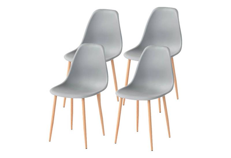 Fanttik Esszimmerstuhl Esszimmerstuhl Küchenstuhl Weiss 4er Set Beine Massiv Holz, bequemer Schalenstuhl, Skandinavisches Retro-Design, elegant von Fanttik