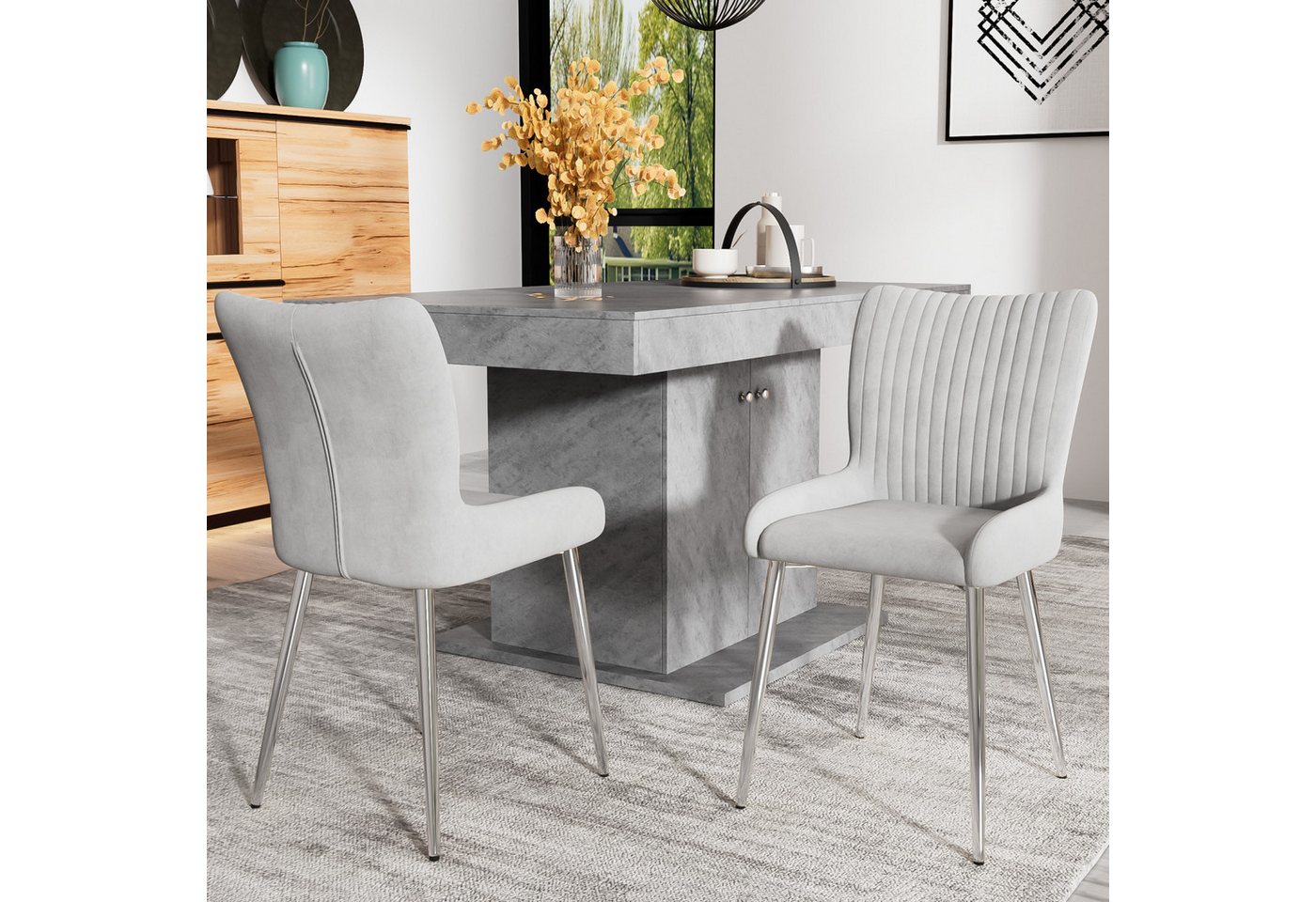 Fanttik Esszimmerstuhl Küchenstuhl 2er-Set, luxuriös Lounge-Stuhl, Samt-Esszimmerstuhl, (Esszimmerstuhl mit vier Metallstützbeinen, 2 St), Wohnzimmer, Schlafzimmer, für ein superweiches Sitzerlebnis von Fanttik