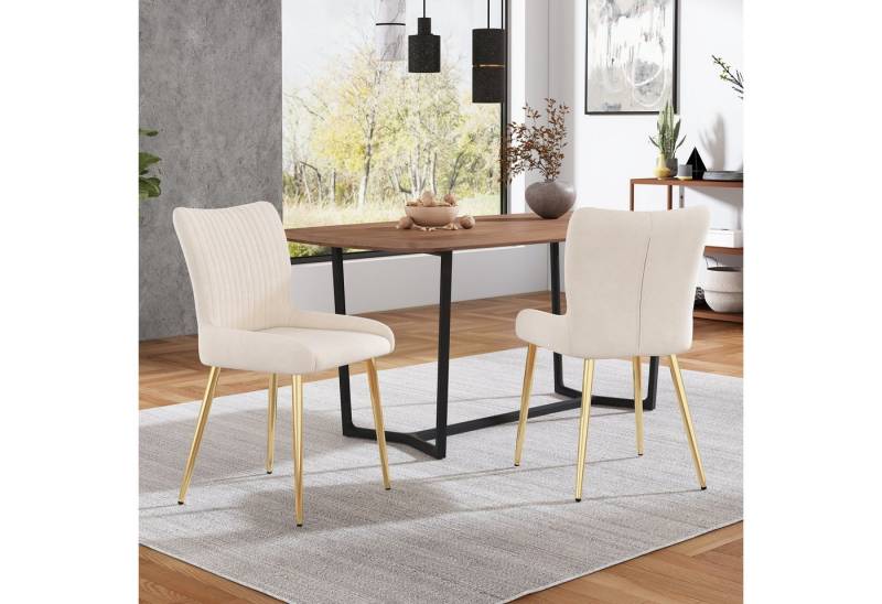 Fanttik Esszimmerstuhl Küchenstuhl 2er-Set, luxuriös Lounge-Stuhl, Samt-Esszimmerstuhl, (Esszimmerstuhl mit vier Metallstützbeinen, 2 St), Wohnzimmer, Schlafzimmer, für ein superweiches Sitzerlebnis von Fanttik