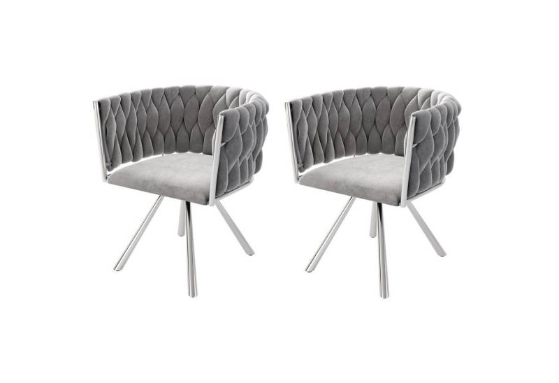 Fanttik Esszimmerstuhl Set mit runden Rückenlehne, Wohnzimmerstuhl aus Samt (2/4/6 Stück, Silber Gestell Wohnzimmer-Schlafzimmer-Drehstuhl, 2 St), Samt-Esszimmerstuhl, Freizeit-Drehstuhl mit Stützbeinen aus Metall von Fanttik