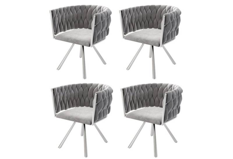 Fanttik Esszimmerstuhl Set mit runden Rückenlehne, Wohnzimmerstuhl aus Samt (2/4/6 Stück, Silber Gestell Wohnzimmer-Schlafzimmer-Drehstuhl, 4 St), Samt-Esszimmerstuhl, Freizeit-Drehstuhl mit Stützbeinen aus Metall von Fanttik