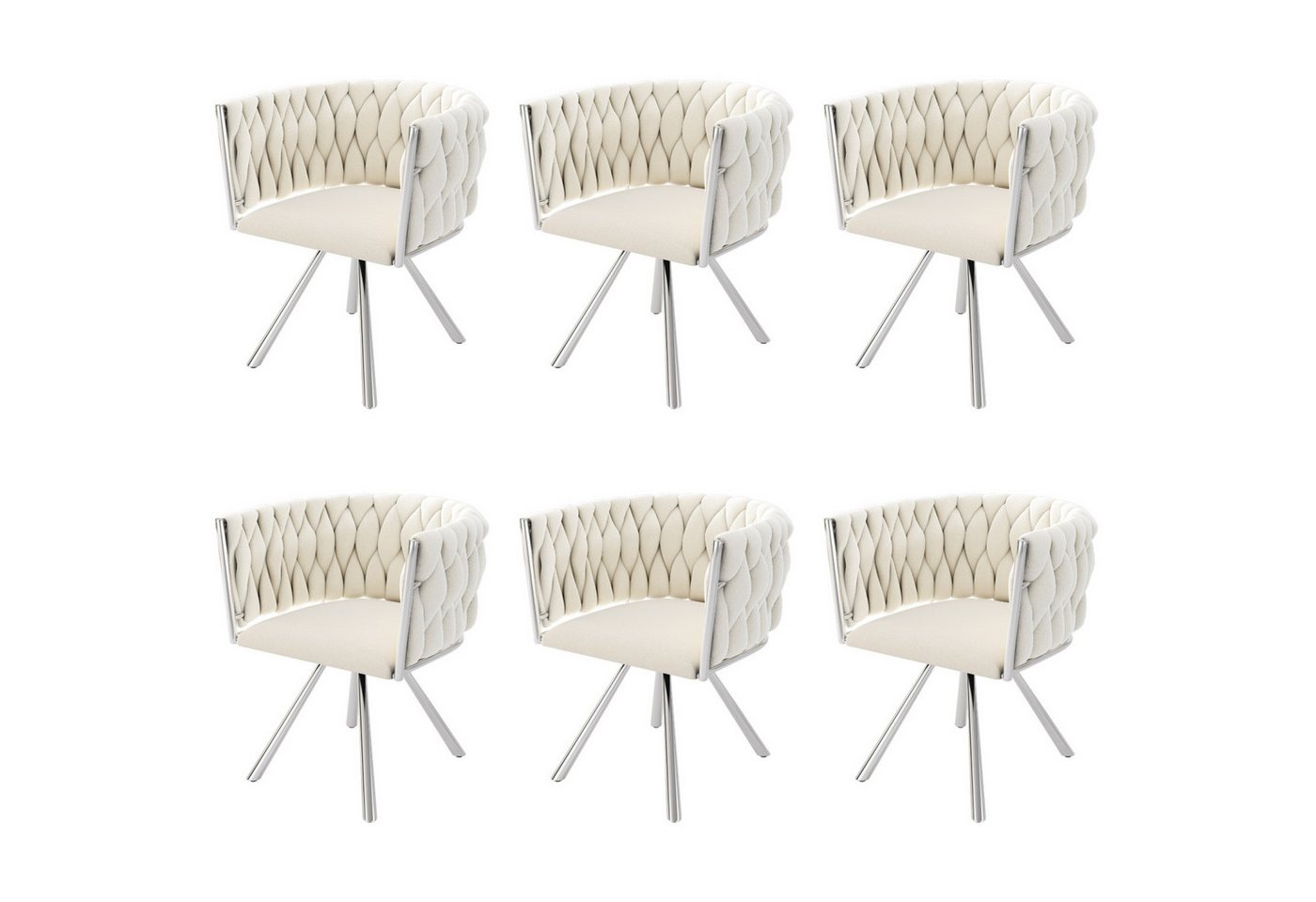 Fanttik Esszimmerstuhl Set mit runden Rückenlehne, Wohnzimmerstuhl aus Samt (2/4/6 Stück, Silber Gestell Wohnzimmer-Schlafzimmer-Drehstuhl, 6 St), Samt-Esszimmerstuhl, Freizeit-Drehstuhl mit Stützbeinen aus Metall von Fanttik