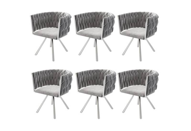 Fanttik Esszimmerstuhl Set mit runden Rückenlehne, Wohnzimmerstuhl aus Samt (2/4/6 Stück, Silber Gestell Wohnzimmer-Schlafzimmer-Drehstuhl, 6 St), Samt-Esszimmerstuhl, Freizeit-Drehstuhl mit Stützbeinen aus Metall von Fanttik