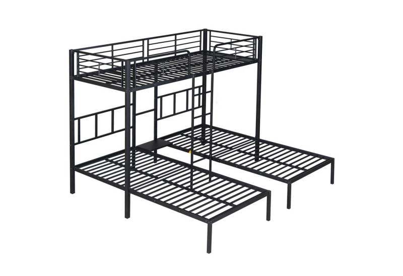 Fanttik Etagenbett Dreier-Etagenbett Eisen mit Leiter Fallschutzgitter inkl Schreibtisch von Fanttik