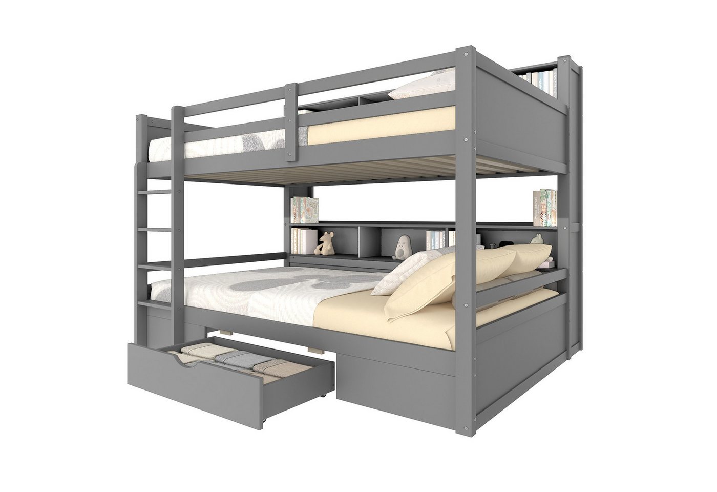 Fanttik Etagenbett Etagenbett 90x200cm mit Schließfächern und Schubladen (1 set, Bett) von Fanttik