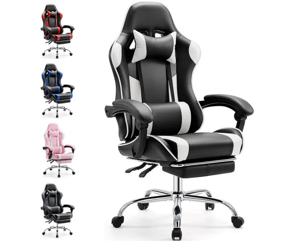 Fanttik Gaming-Stuhl Ergonomischer Bürostuhl mit Fußstütze Leder Sessel Computerstuhl, Liegestuhl Office Chair mit Gepolstert, höhenverstellbar, 360°-Drehung Fanttik Gaming-Stuhl Ergonomischer Bürostuhl mit Fußstütze Leder Sessel Computerstuhl, Liegestuhl Office Chair mit Gepolstert, höhenverstellbar, 360°-Drehung von Fanttik