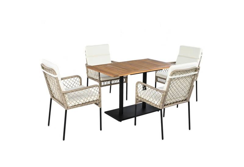 Fanttik Gartenlounge-Set Gartenlounge-Set, 5-teiliges Esstisch- und Stuhlset von Fanttik