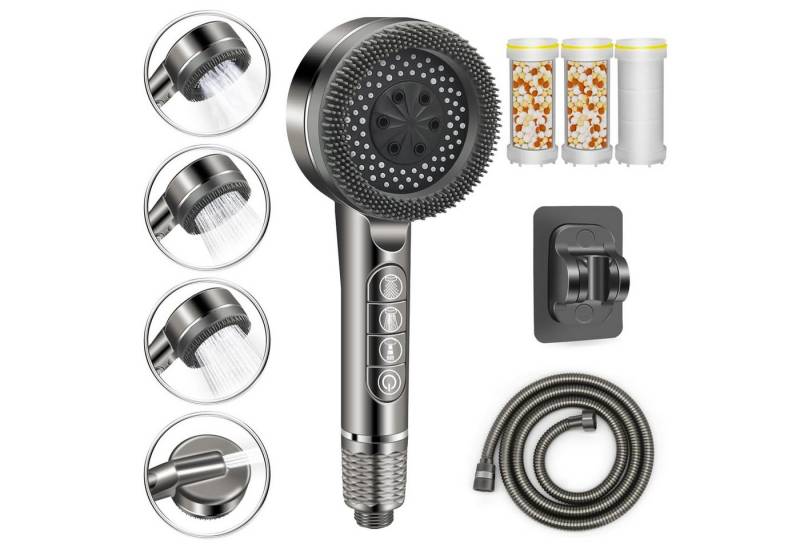 Fanttik Handbrause Duschkopf mit Schlauch, Filter und Halterung ohne bohren, Wassersparender Handbrause Hochdruck, Duschkopf mit 4 Strahlarten Fanttik Handbrause Duschkopf mit Schlauch, Filter und Halterung ohne bohren, Wassersparender Handbrause Hochdruck, Duschkopf mit 4 Strahlarten von Fanttik