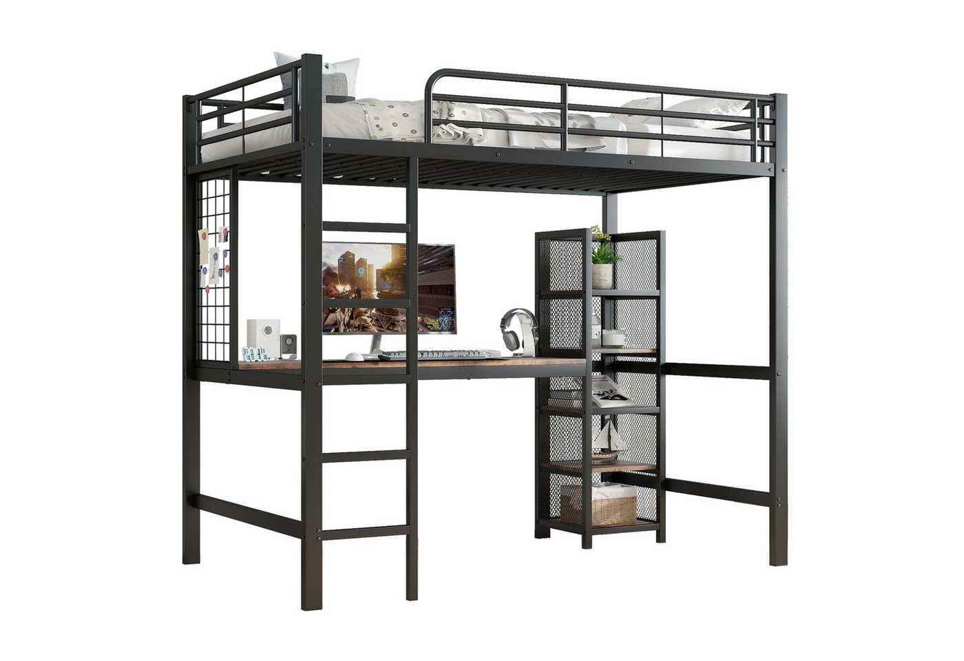 Fanttik Hochbett Hochbett, Metall-Hochbett 90x200cm, Schreibtisch Fanttik Hochbett Hochbett, Metall-Hochbett 90x200cm, Schreibtisch von Fanttik