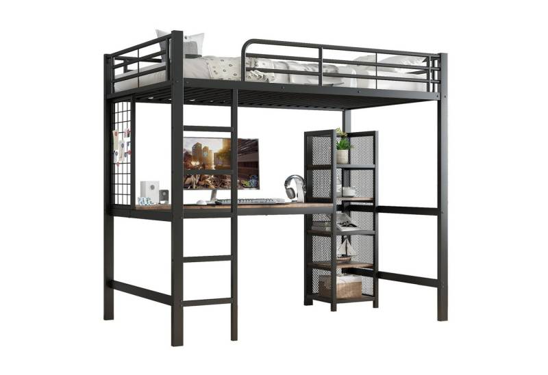 Fanttik Hochbett Hochbett, Metall-Hochbett 90x200cm, Schreibtisch von Fanttik
