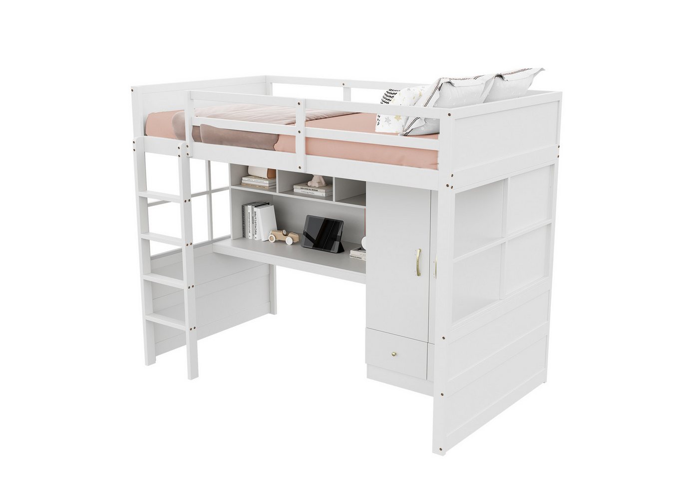 Fanttik Hochbett Hochbett mit Schreibtisch, Schiebetürenschrank und Schubladen Fanttik Hochbett Hochbett mit Schreibtisch, Schiebetürenschrank und Schubladen von Fanttik