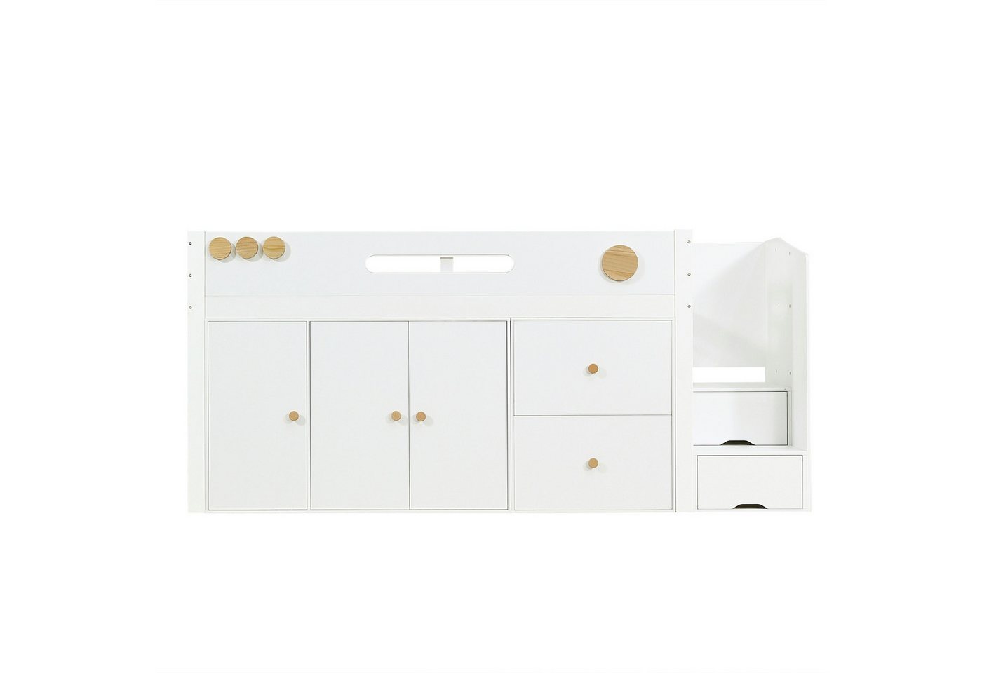 Fanttik Jugendbett Hochbett, Kinderbett mit Stauraumtreppe und Kleiderschrank, Hausbett Fanttik Jugendbett Hochbett, Kinderbett mit Stauraumtreppe und Kleiderschrank, Hausbett von Fanttik