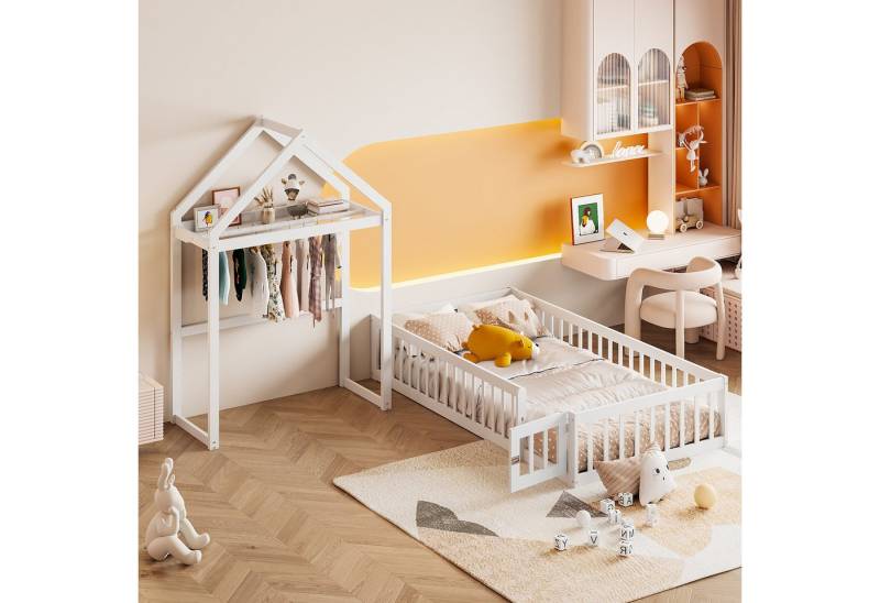 Fanttik Kinderbett Kinderbett 90 x 200, Kinderbettgestell aus Massivholz mit Stauraum, Hausbett von Fanttik