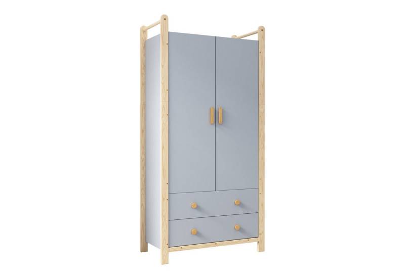 Fanttik Kleiderschrank Drehtürenschrank Kleiderschrank Schrank Garderobe (Set) 2-türiger Kleiderschrank Kleiderschrank mit Kleiderstange 2 Schubladen von Fanttik