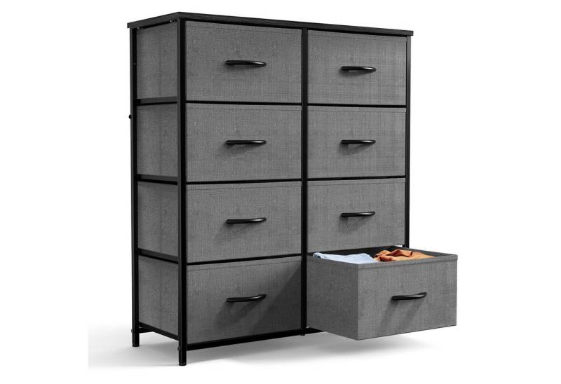 Fanttik Kommode Schubkastenkommode mit 8 Schubladen Stoffkommode stabilem Stahlrahmen (1 Schrank), wasserdicht Geeignet für Schlafzimmer, Wohnzimmer, Kinderzimmer, Flur von Fanttik