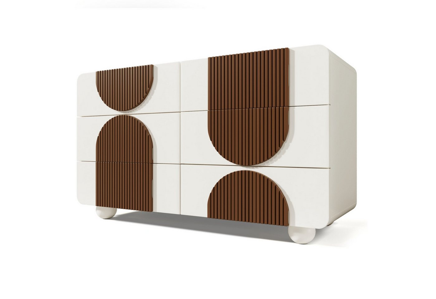 Fanttik Kommode Sideboard mit 6 Schubladen,Elegantes Sideboard (121x71x41 cm Leise Schiebe-Schubladen & Kippsicherung, 1 St), Kommode Anrichte Schlafzimmer Wohnzimmer Flur Büro Organizer von Fanttik