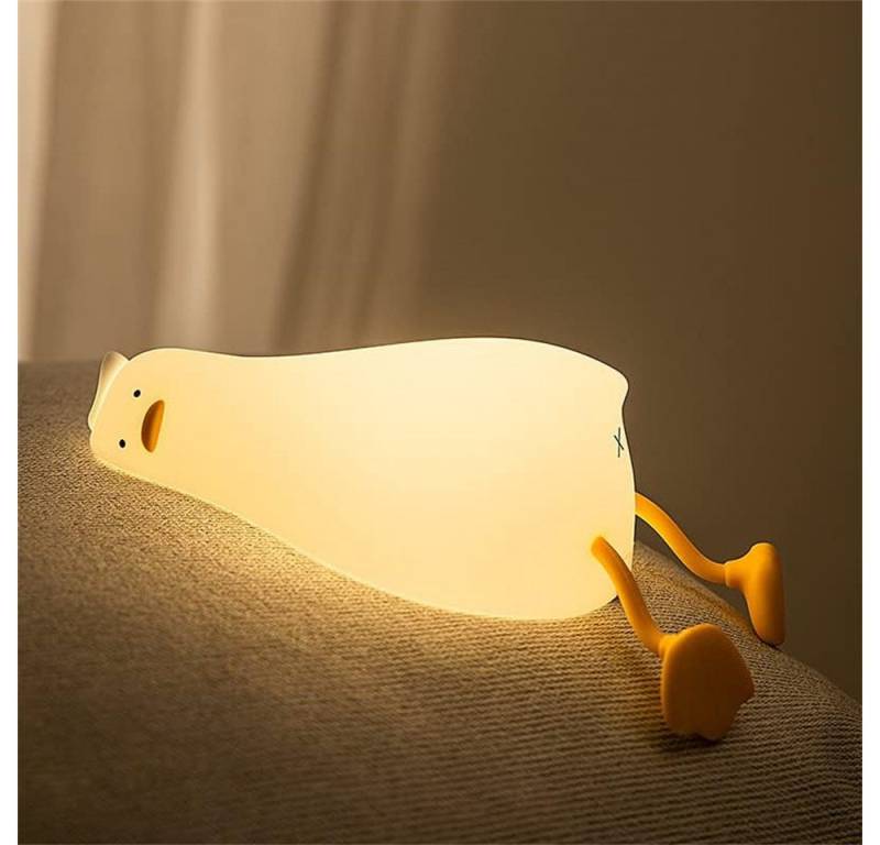Fanttik LED Nachtlicht LED Baby Silikon Nachtlicht Kinder süße Enten-Nachttischlampe, Silikon Dimmbare Nachtlicht für Kinder, LED fest integriert, Warmweiß, Touch & Switch-Steuerung, Nachtlampe USB Aufladbare für Baby von Fanttik