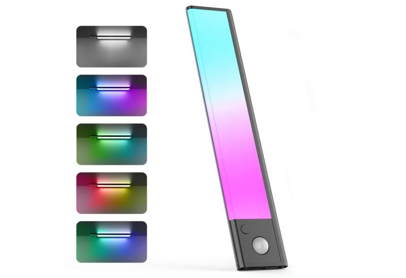 Fanttik LED Lichtleiste ohne Kabel, RGB Küchenschrank mit Bewegungsmelder und Lichtsensor, 40 cm, 1500 mAh Akku, LED fest integriert, Farbwechsler, Kaltweiß, Aufladbar Schranklichter Stimmungslicht für Schlafzimmer Spielzimmer von Fanttik
