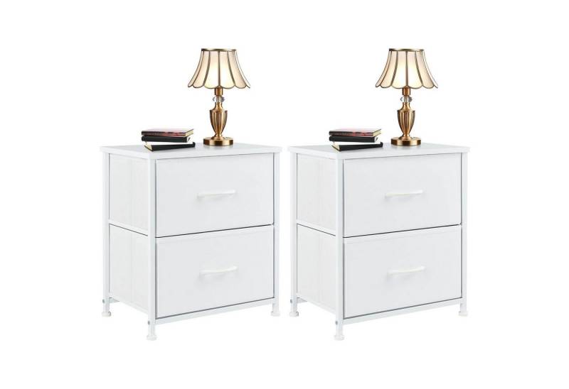 Fanttik Nachttisch Stoffkommode(2-St),Nachtkommode mit 2 Schubladen, Lagerschrank (Zwei Schränke, Zwei Schränke), Nachttische Schlafzimmer, Frisiertisch Kommode, Stauraumschrank von Fanttik