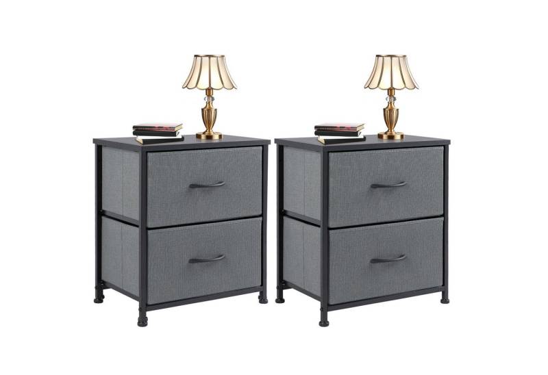 Fanttik Nachttisch Stoffkommode(2-St),Nachtkommode mit 2 Schubladen, Lagerschrank (Zwei Schränke, Zwei Schränke), Nachttische Schlafzimmer, Frisiertisch Kommode, Stauraumschrank von Fanttik