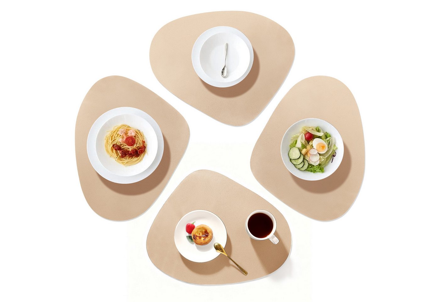 Fanttik Platzset Tischset Tischmatte Kunstleder, abwischbar wasserdicht Anti-Rutsch, (Set, 4 Untersetzer), ideal als Untersetzeroder Dekoration, fùrden Innen- und AuBenbereich von Fanttik