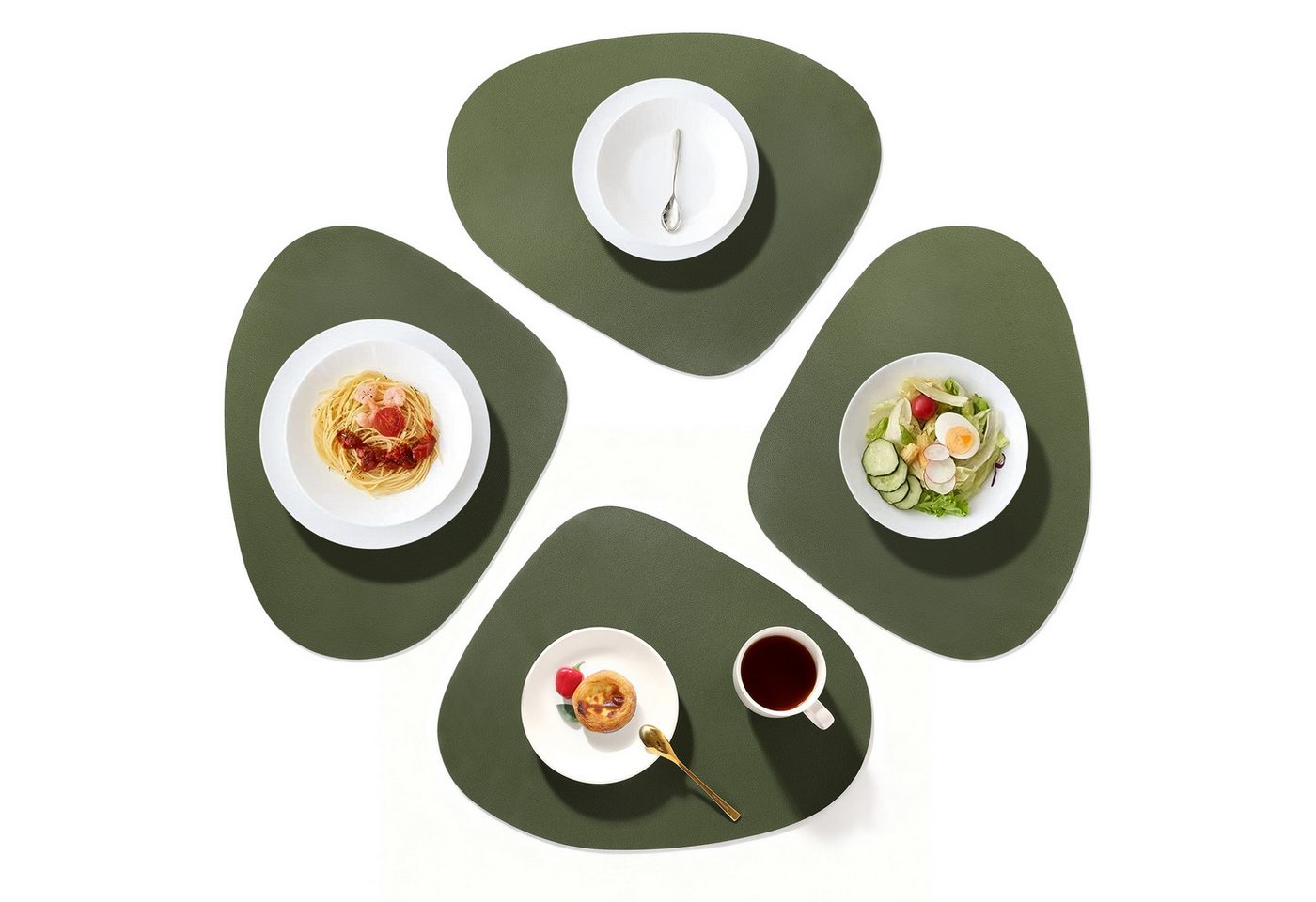 Fanttik Platzset Tischset Tischmatte Kunstleder, abwischbar wasserdicht Anti-Rutsch, (Set, 4 Untersetzer), ideal als Untersetzeroder Dekoration, fùrden Innen- und AuBenbereich von Fanttik