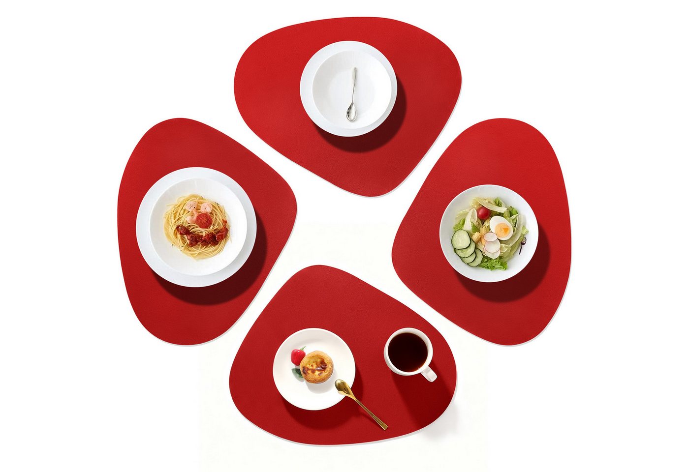 Fanttik Platzset Tischset Tischmatte Kunstleder, abwischbar wasserdicht Anti-Rutsch, (Set, 4 Untersetzer), ideal als Untersetzeroder Dekoration, fùrden Innen- und AuBenbereich von Fanttik