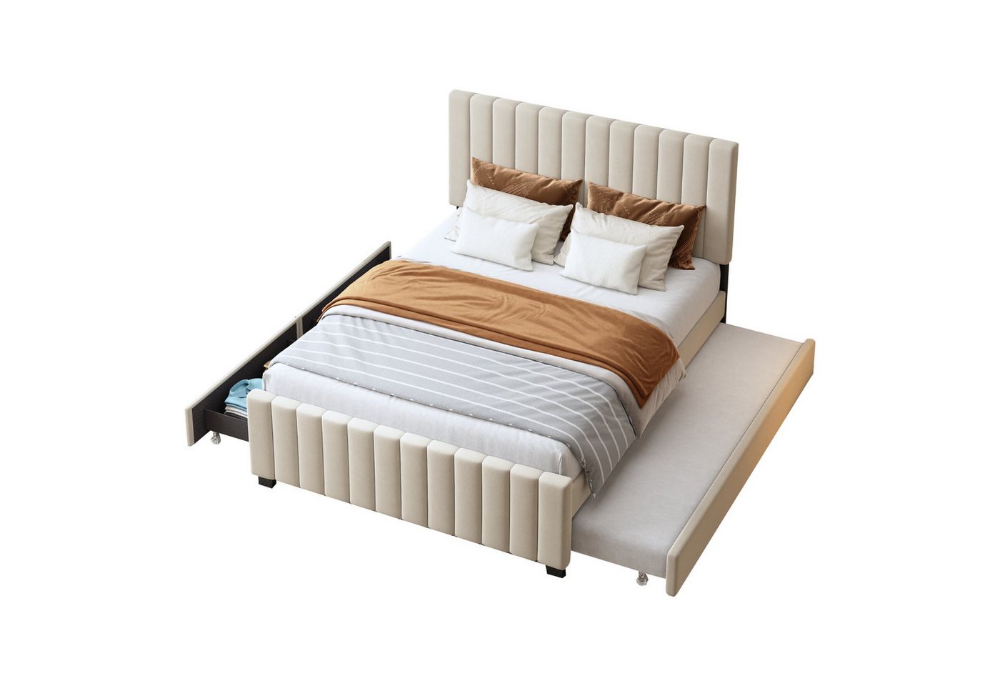 Fanttik Polsterbett Polsterbett, Ausziehbett mit zwei Schubladen, Jugendbett, Hausbett Fanttik Polsterbett Polsterbett, Ausziehbett mit zwei Schubladen, Jugendbett, Hausbett von Fanttik