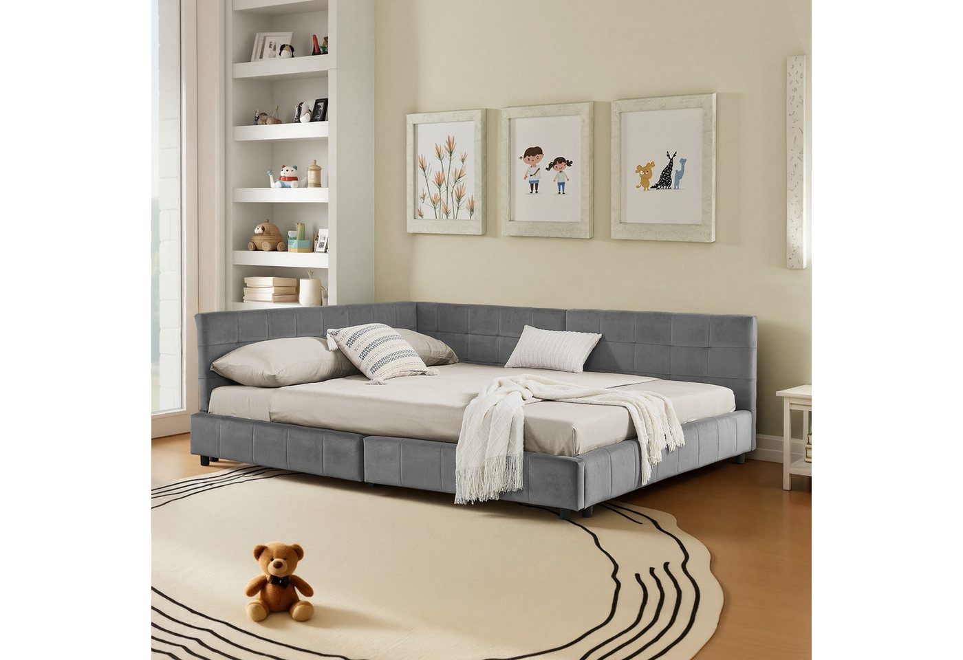 Fanttik Polsterbett Polsterbett, Doppelbett 160*200 cm (mit Polsterung), Hausbett von Fanttik