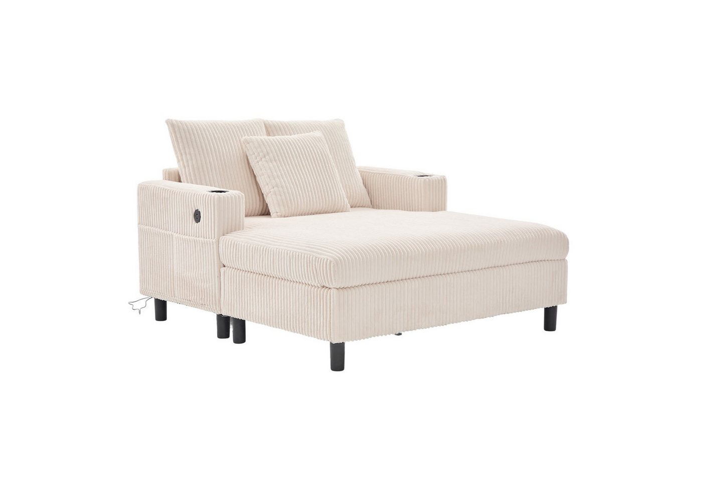 Fanttik Polsterliege Relaxsessel mit LED-Licht und Ladestation (Set), Weicher Chaiselongue-Liegesessel it seitlichen Getränkehaltern von Fanttik