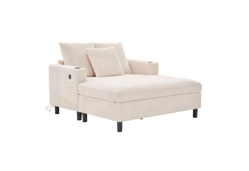 Fanttik Polsterliege Relaxsessel mit LED-Licht und Ladestation (Set), Weicher Chaiselongue-Liegesessel it seitlichen Getränkehaltern von Fanttik